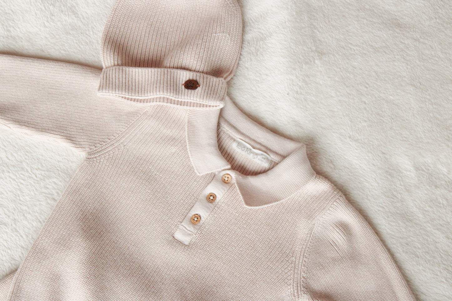 Beige Baby Jongens Set met Groene Details