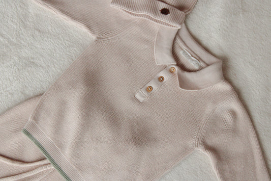 Beige Baby Jongens Set met Groene Details