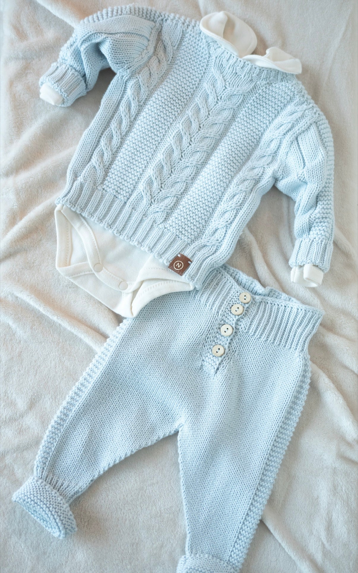 Gebreid Setje met Overhemd Romper