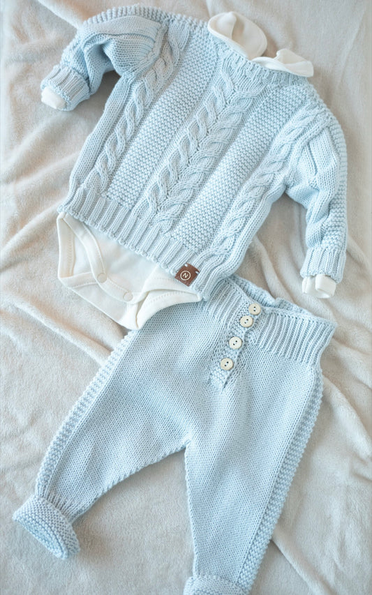 Gebreid Setje met Overhemd Romper