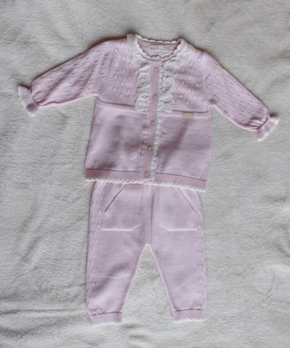 Roze Meisjes Set met Kant Details