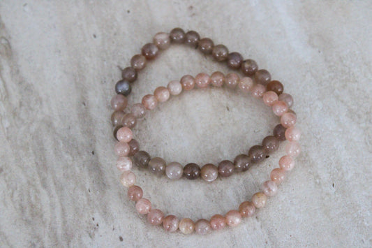 Maansteen Kogel Armband 6mm Perzik