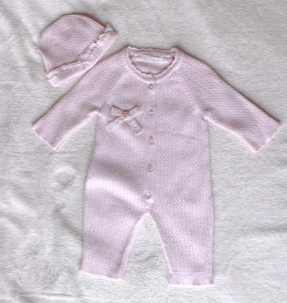 Lichtroze Baby Boxpakje met Strik & Mutsje