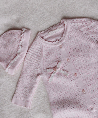Lichtroze Baby Boxpakje met Strik & Mutsje
