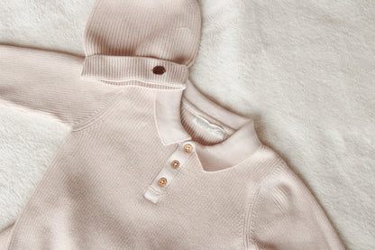 Beige Baby Jongens Set met Groene Details