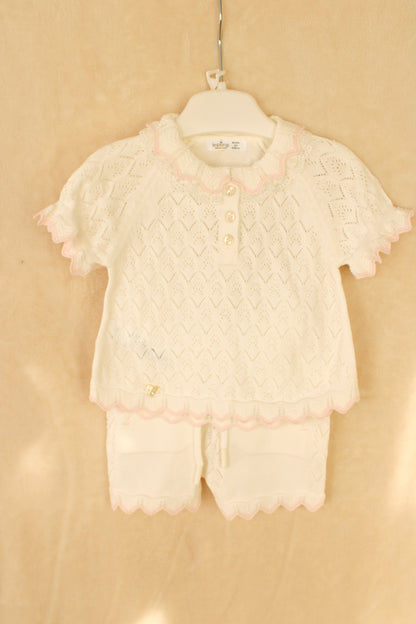 Baby meisjes set wit gebreid | 2-delig setje