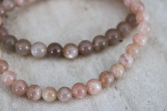 Maansteen Kogel Armband 6mm Perzik