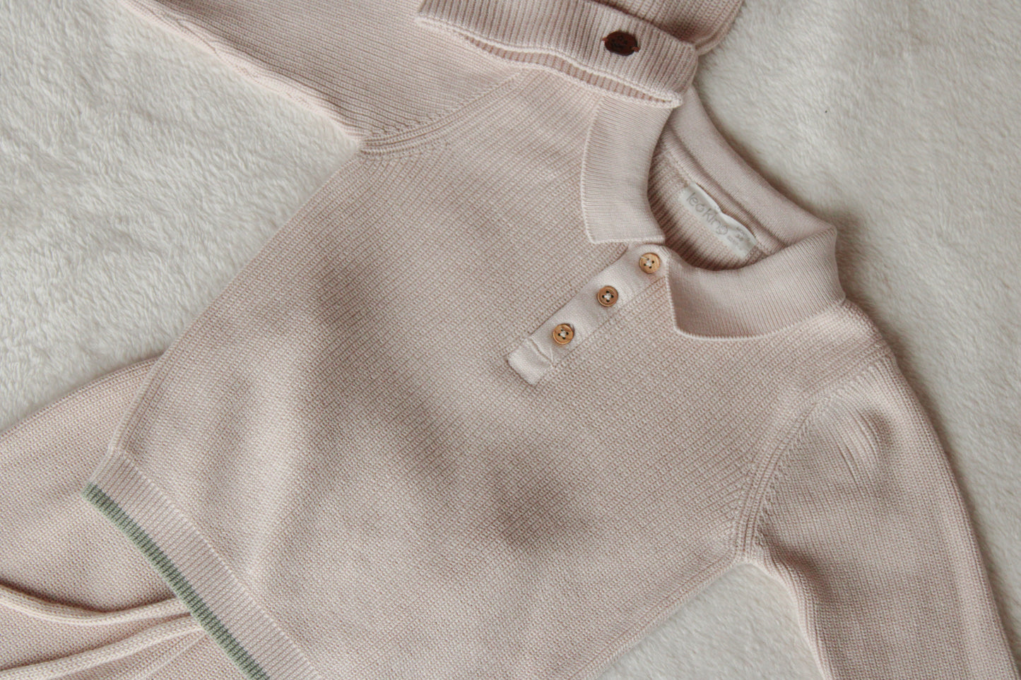 Beige Baby Jongens Set met Groene Details