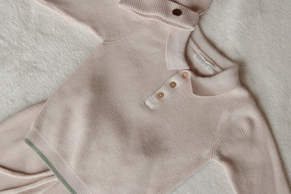 Beige Baby Jongens Set met Groene Details