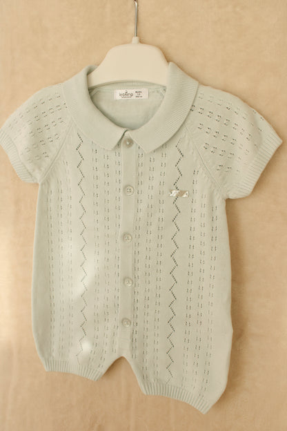 Baby boxpakje babyblauw | zomers gebreid pakje