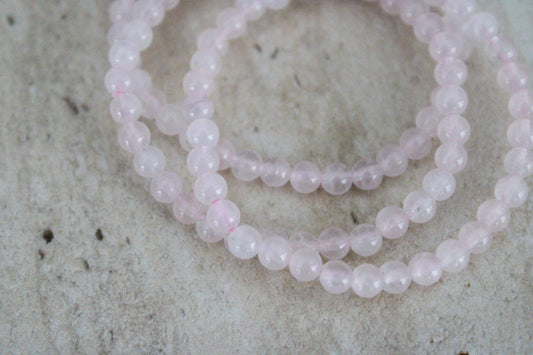 Rozenkwarts Kogel Armband 4mm