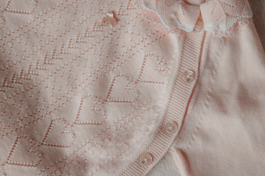 Zalmroze Baby Meisjes Set met Hartjes