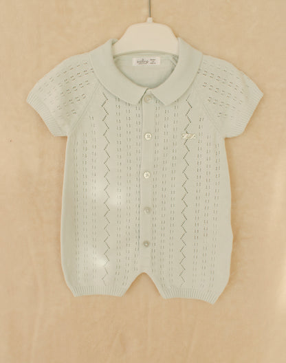 Baby boxpakje babyblauw | zomers gebreid pakje