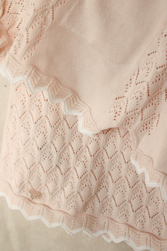 Baby meisjes set zalmroze gebreid | 2-delig setje