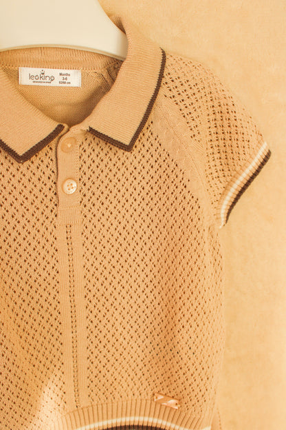 Baby jongens set beige/ bruin gebreid