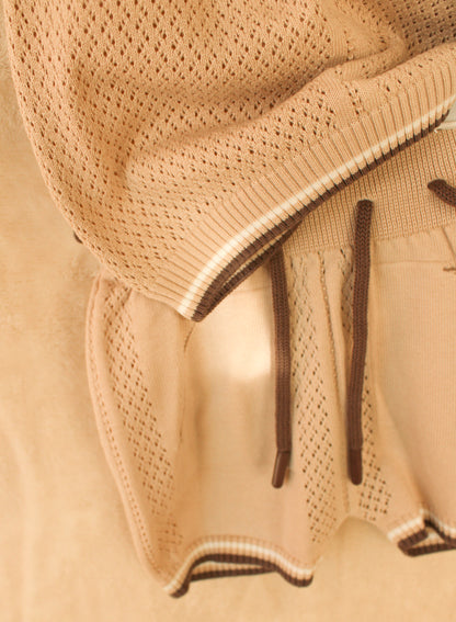 Baby jongens set beige/ bruin gebreid