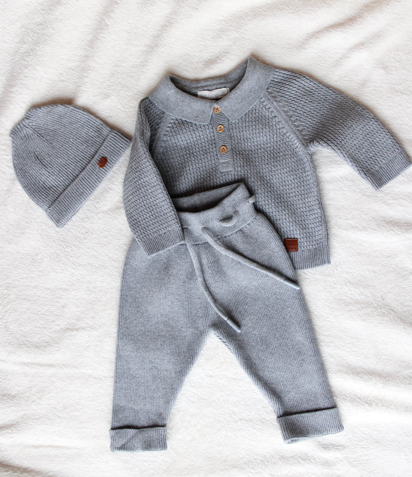 Grijze Baby Jongens Set met Muts