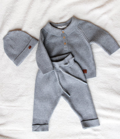 Grijze Baby Jongens Set met Muts