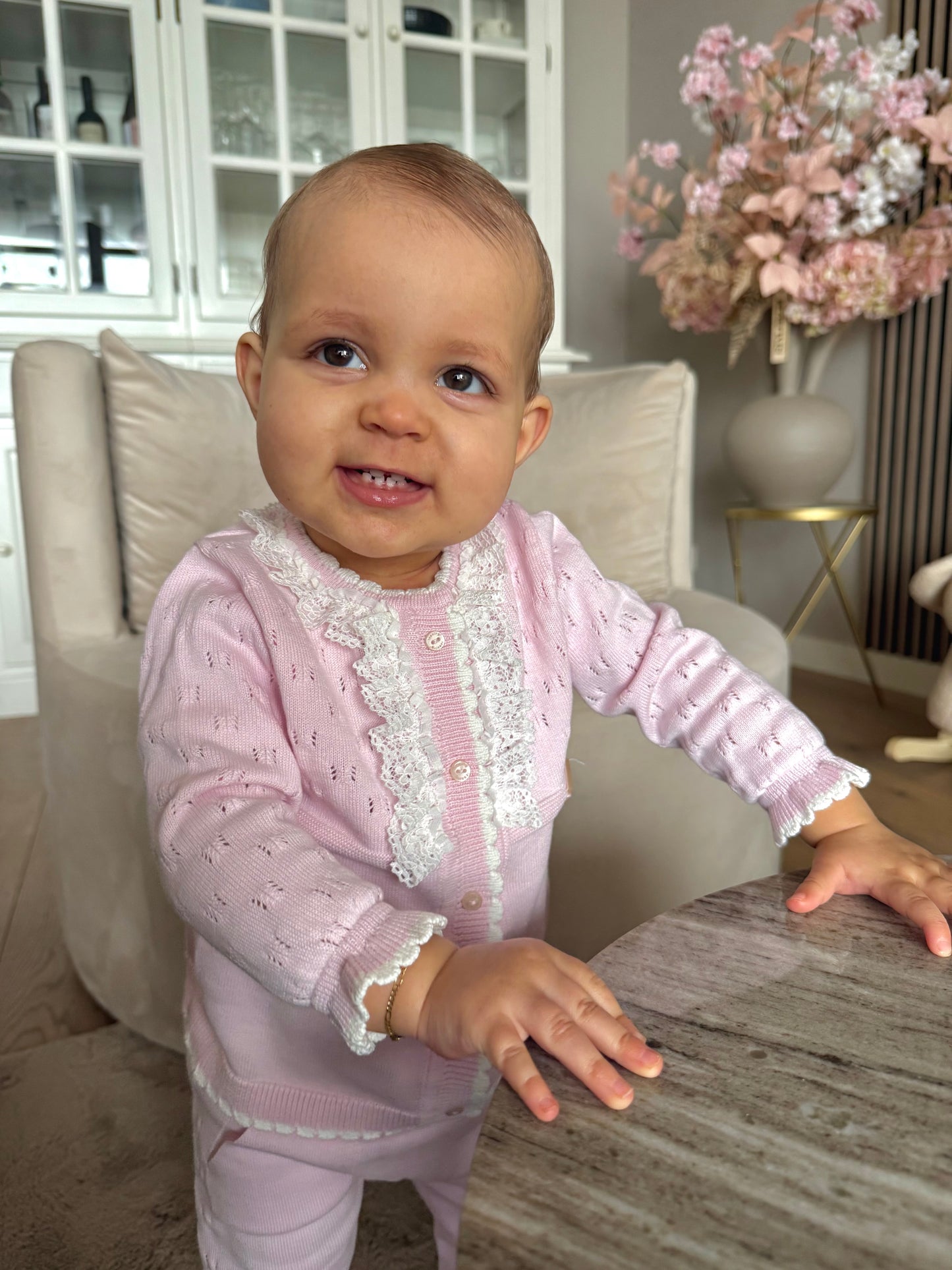 Roze Meisjes Set met Kant Details