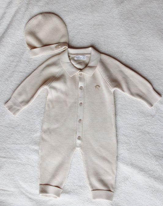 Beige Baby Boxpakje met Muts