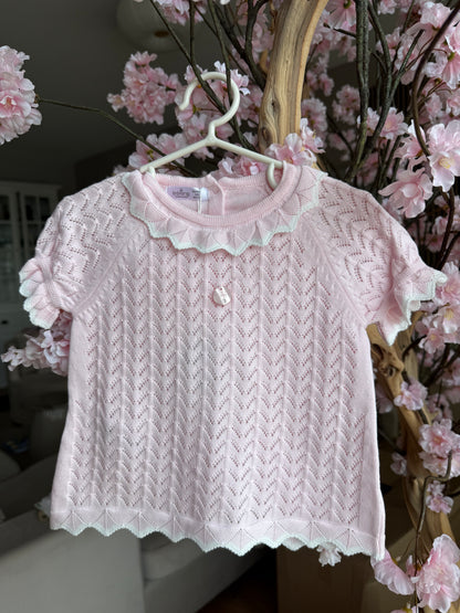 Baby meisjes set licht roze gebreid | 2-delig setje