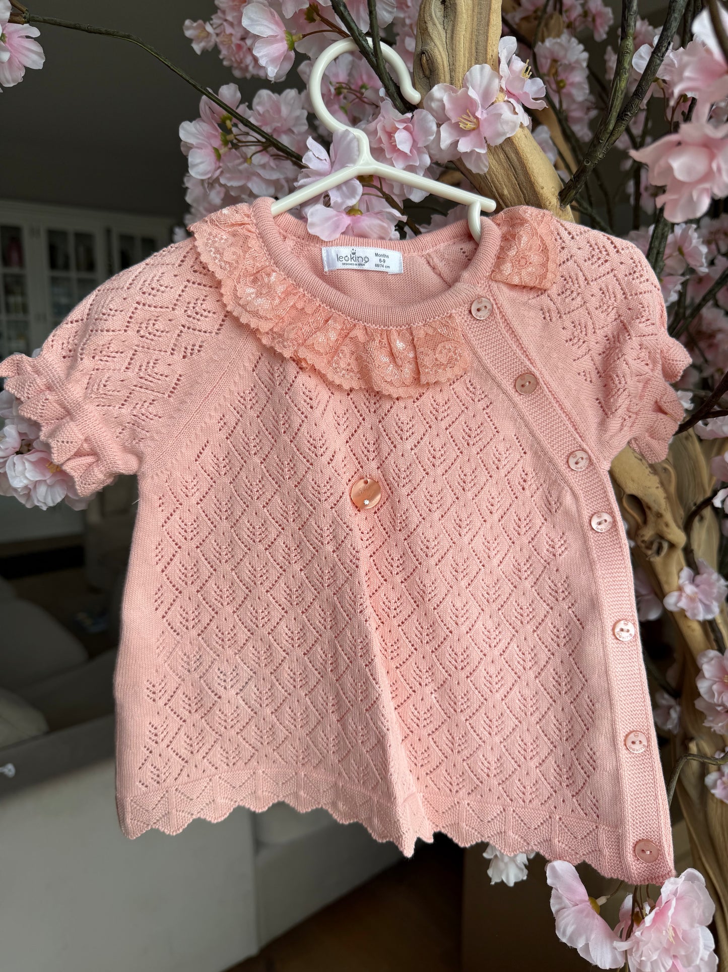 Baby meisjes set koraal gebreid | 2-delig setje