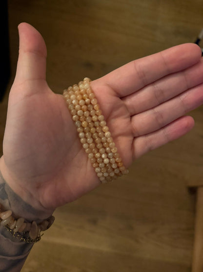 Maansteen Kogel Armband 4mm Perzik